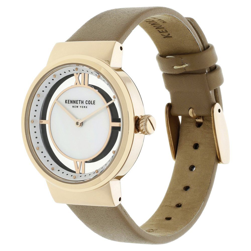 Kenneth Cole Quartz Analog Mother Of Pearl Dial Leather Strap Watch For Women