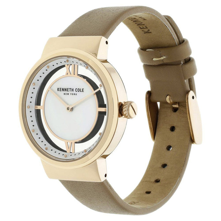 Kenneth Cole Quartz Analog Mother Of Pearl Dial Leather Strap Watch For Women