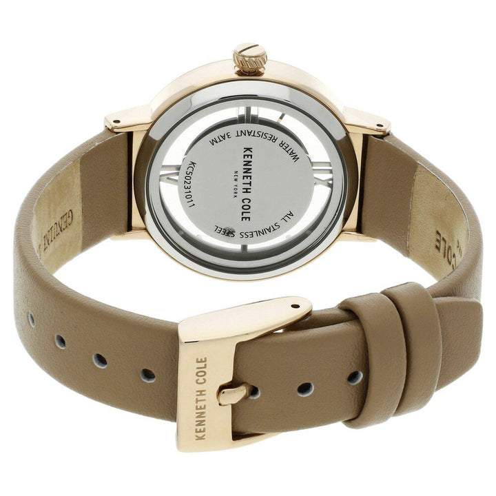 Kenneth Cole Quartz Analog Mother Of Pearl Dial Leather Strap Watch For Women