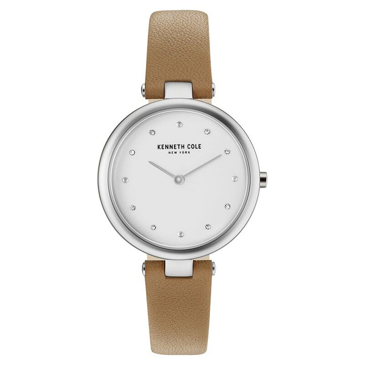 Kenneth Cole Quartz Analog Silver Dial Leather Strap Watch For Women