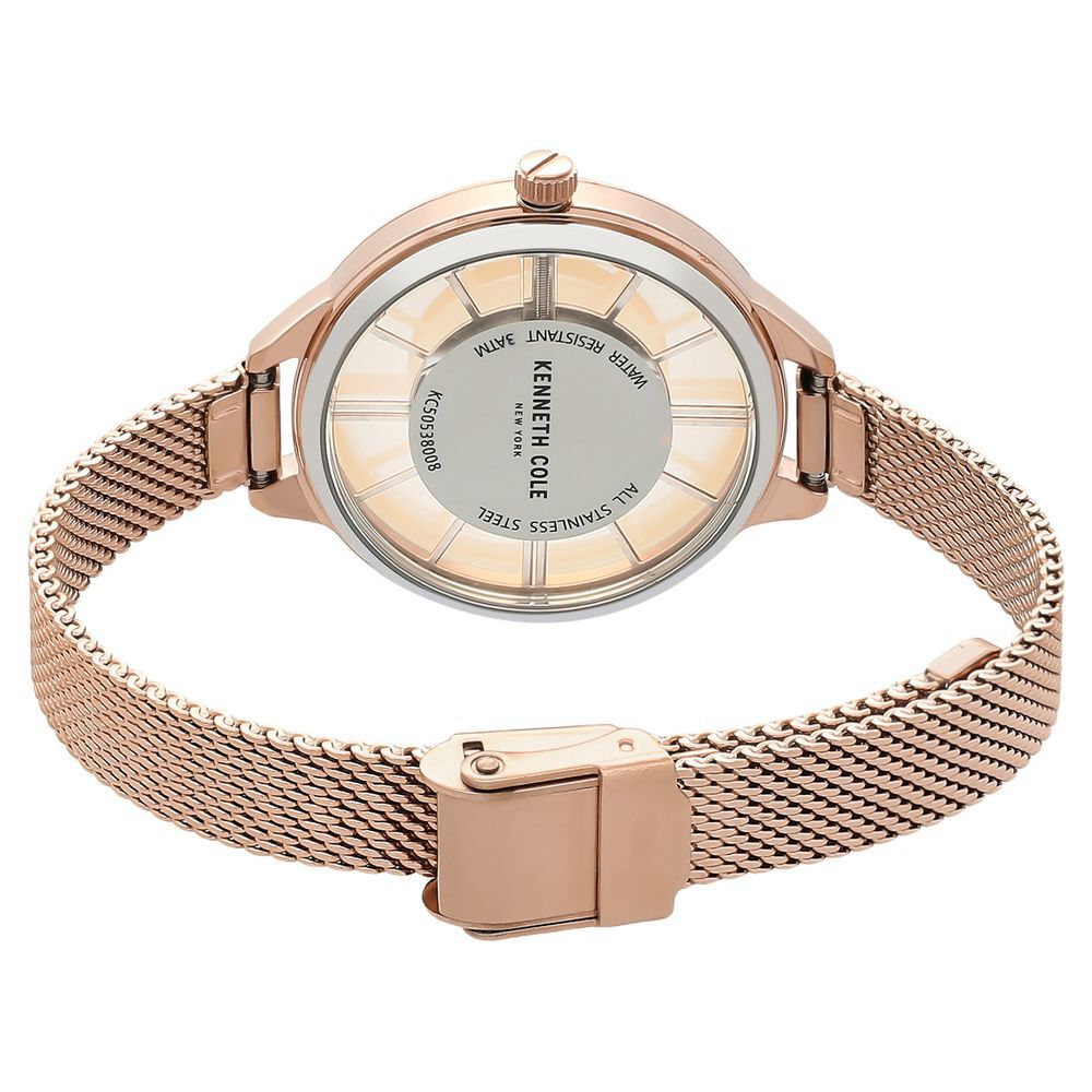 Kenneth Cole Quartz Analog Rose Gold Dial Stainless Steel Strap Watch For Women
