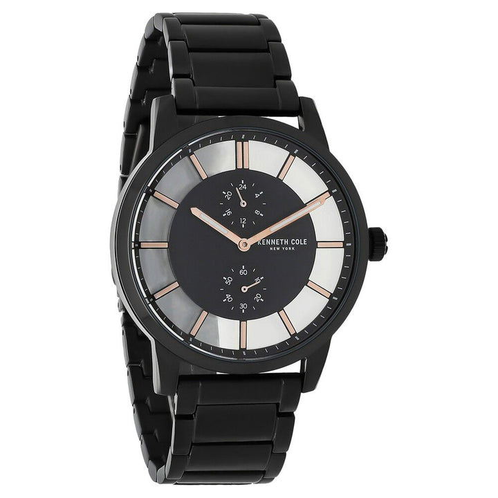 Kenneth Cole Quartz Multifunction Black Dial Stainless Steel Strap Watch for Men-NCKC50570001MN