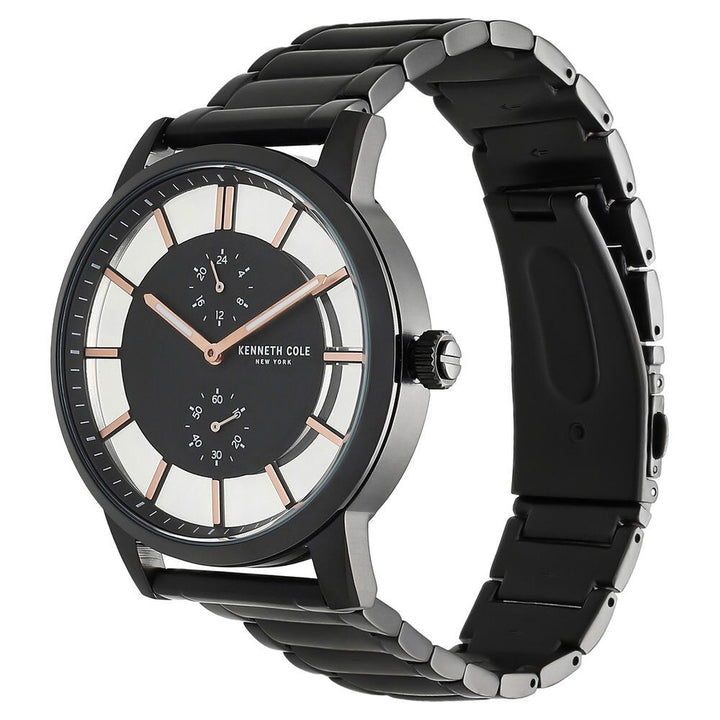 Kenneth Cole Quartz Multifunction Black Dial Stainless Steel Strap Watch for Men-NCKC50570001MN