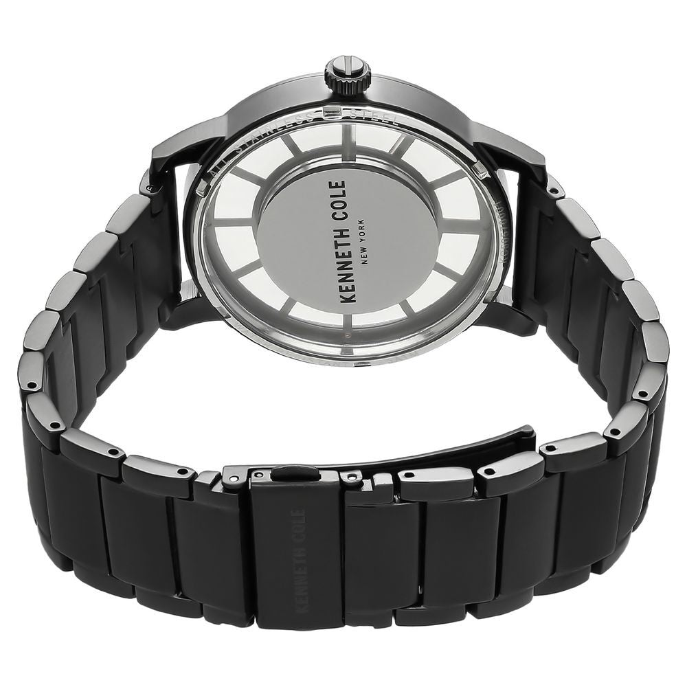 Kenneth Cole Quartz Multifunction Black Dial Stainless Steel Strap Watch for Men-NCKC50570001MN