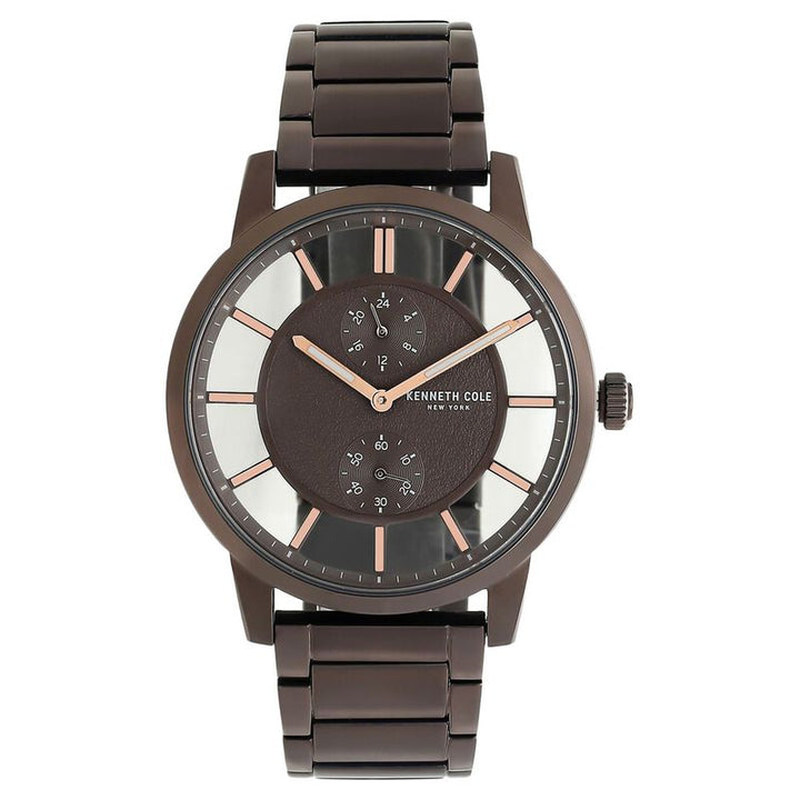 Kenneth Cole Quartz Multifunction Brown Dial Stainless Steel Strap Watch For Men
