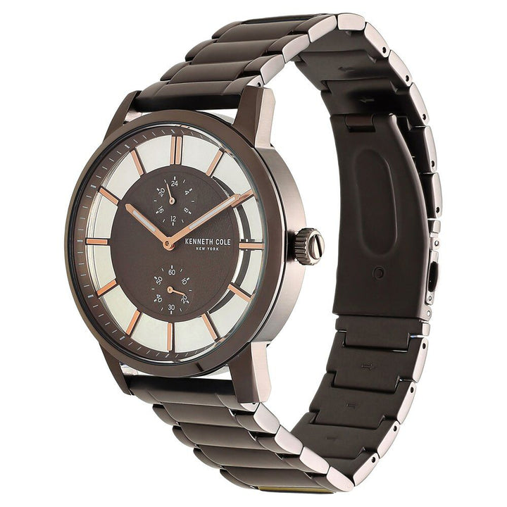 Kenneth Cole Quartz Multifunction Brown Dial Stainless Steel Strap Watch For Men