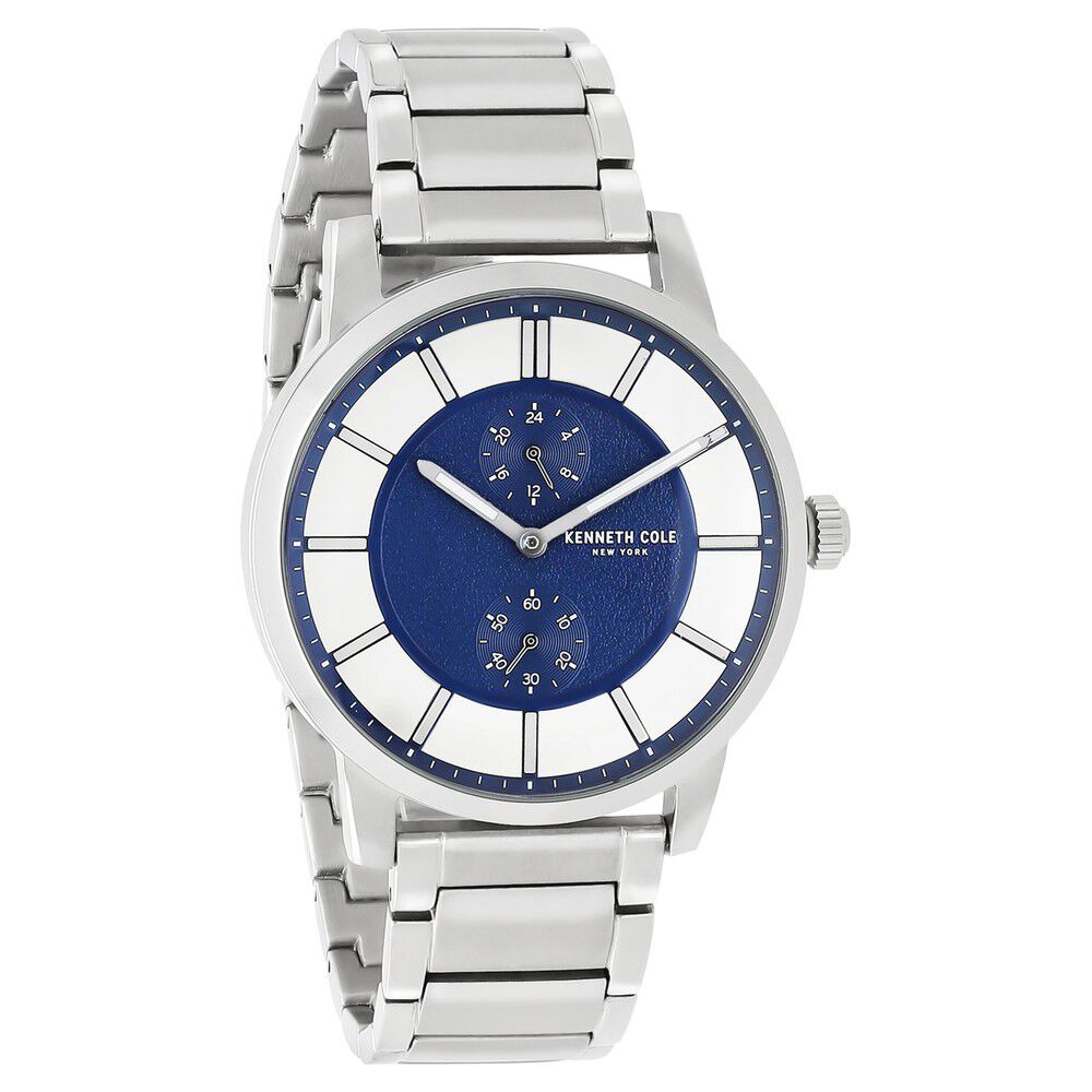 Kenneth Cole Quartz Multifunction Blue Dial Stainless Steel Strap Watch For Men