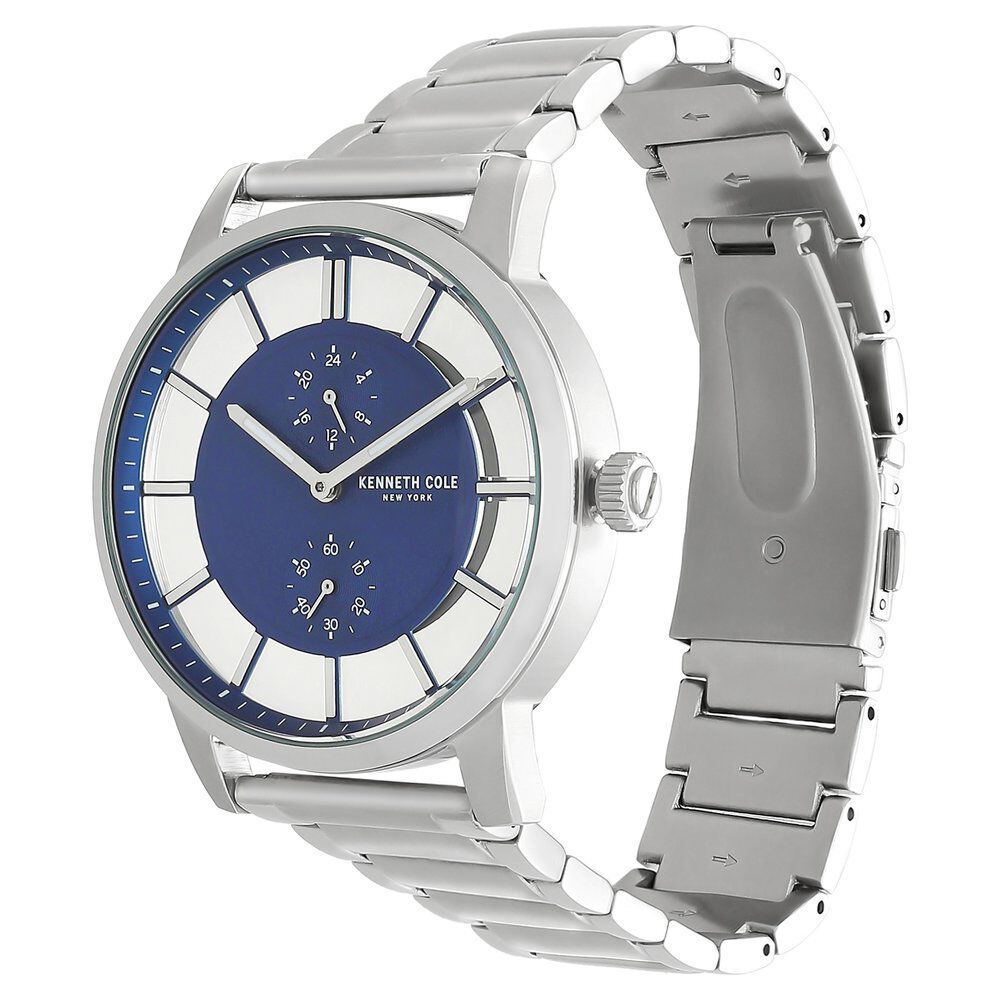 Kenneth Cole Quartz Multifunction Blue Dial Stainless Steel Strap Watch For Men
