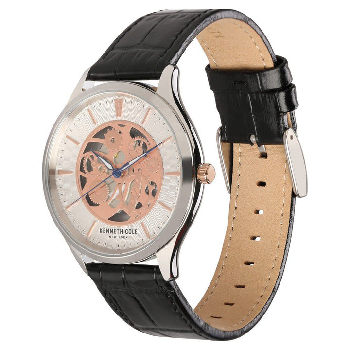 Kenneth Cole Quartz Analog Silver Dial Leather Strap Watch for Men-NCKC50631001MN