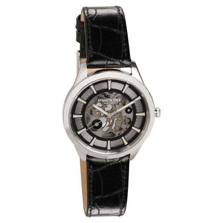 Kenneth Cole Quartz Analog Silver Dial Leather Strap Watch for Men-NDKC50632001MN