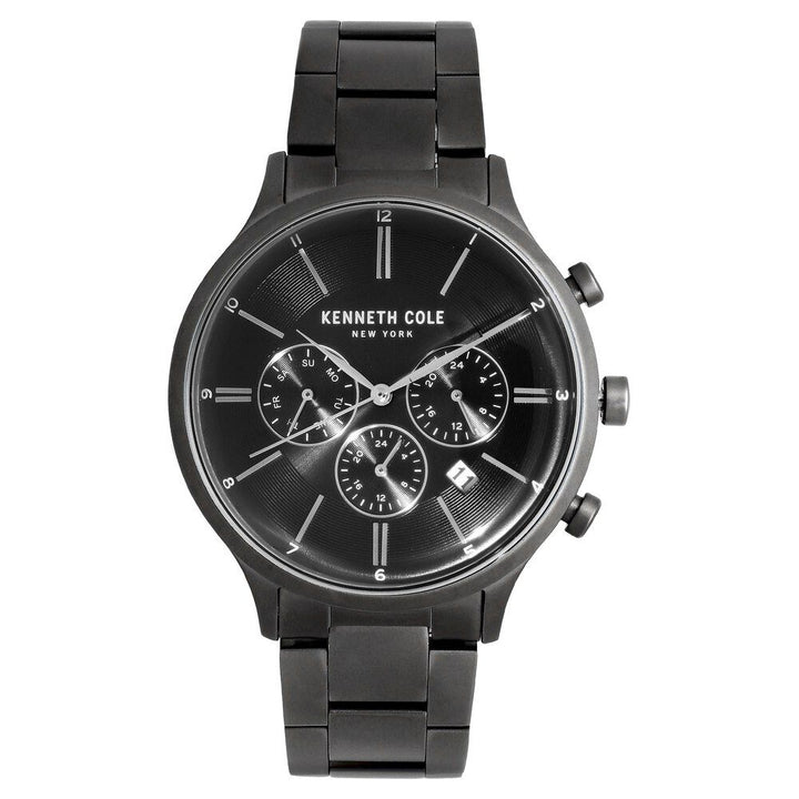 Kenneth Cole Quartz Multifunction Black Dial Stainless Steel Strap Watch for Men-NCKC50643002MN