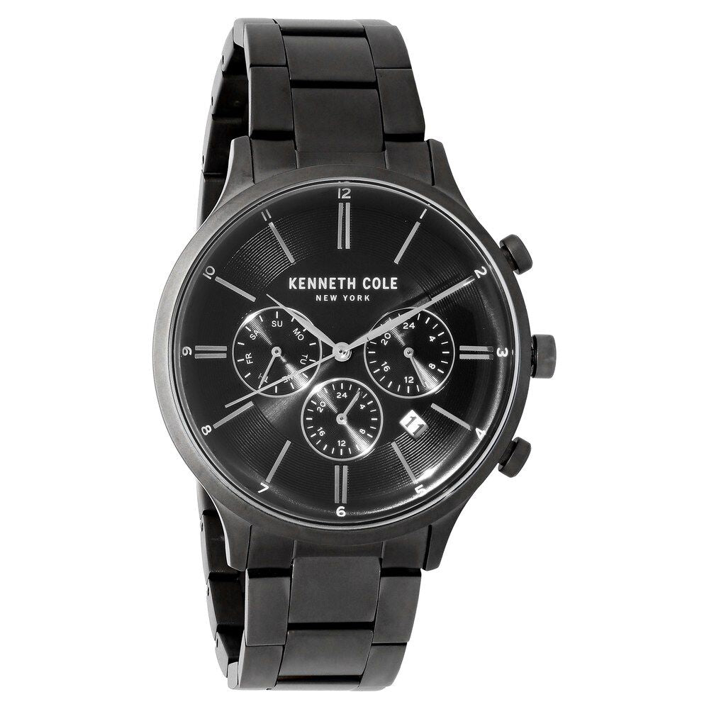 Kenneth Cole Quartz Multifunction Black Dial Stainless Steel Strap Watch for Men-NCKC50643002MN
