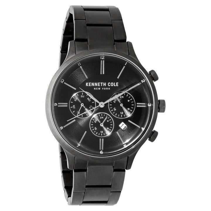 Kenneth Cole Quartz Multifunction Black Dial Stainless Steel Strap Watch for Men-NCKC50643002MN