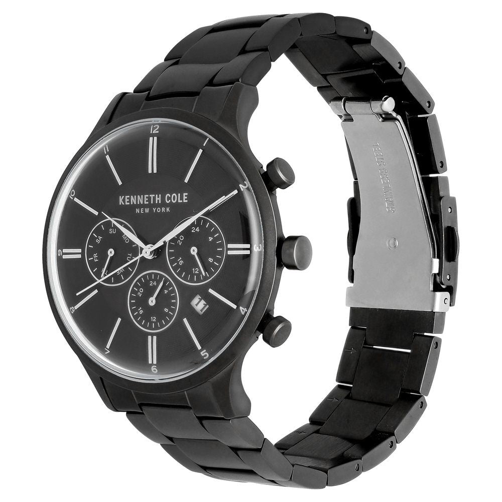 Kenneth Cole Quartz Multifunction Black Dial Stainless Steel Strap Watch for Men-NCKC50643002MN