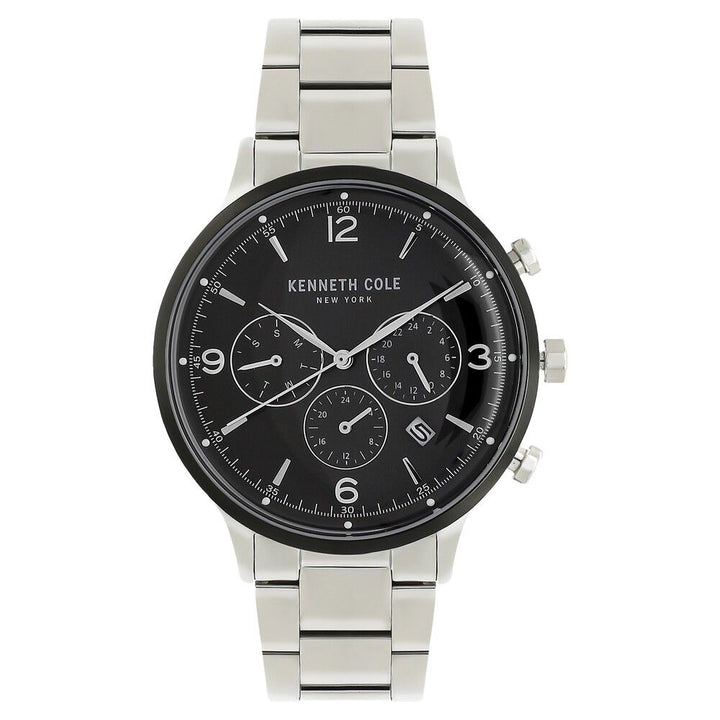 Kenneth Cole Quartz Multifunction Black Dial Stainless Steel Strap Watch for Men-NCKC50643003MN