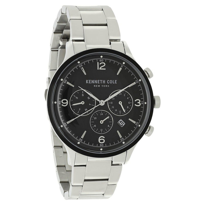 Kenneth Cole Quartz Multifunction Black Dial Stainless Steel Strap Watch for Men-NCKC50643003MN