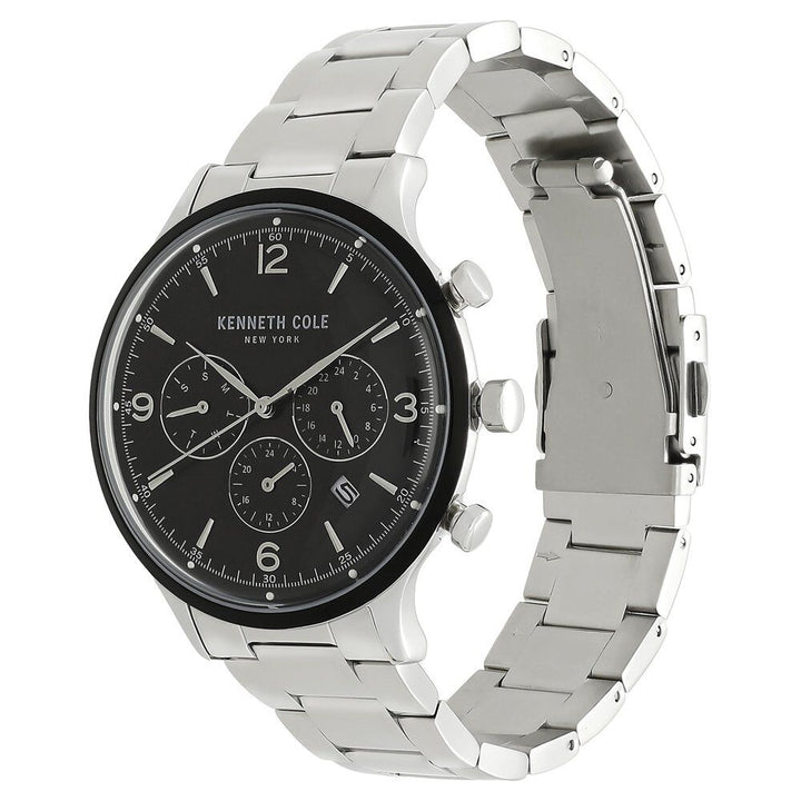 Kenneth Cole Quartz Multifunction Black Dial Stainless Steel Strap Watch for Men-NCKC50643003MN