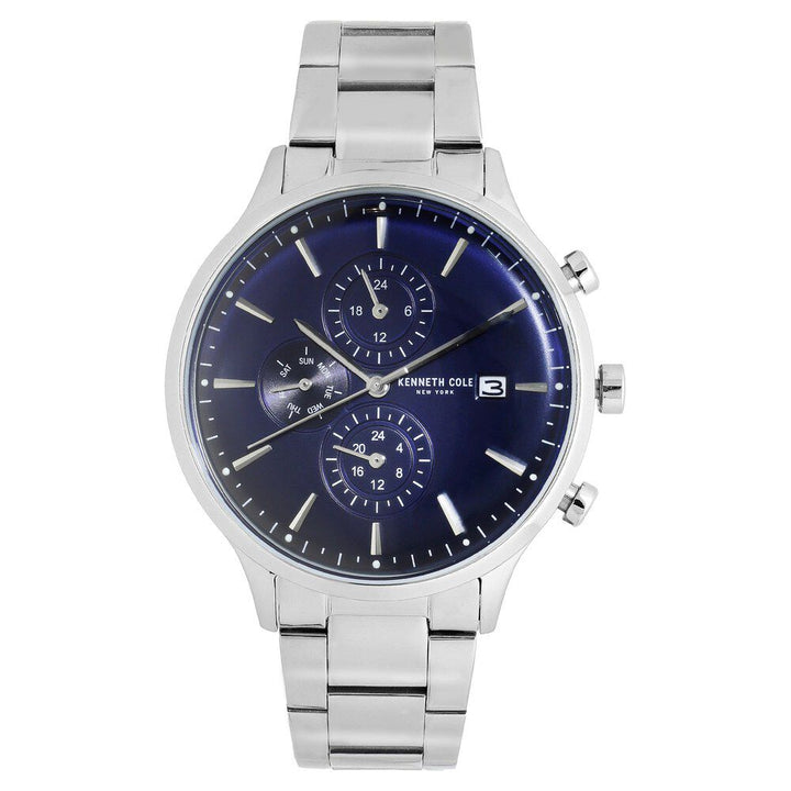 Kenneth Cole Quartz Multifunction Blue Dial Stainless Steel Strap Watch for Men-NCKC50644001MN