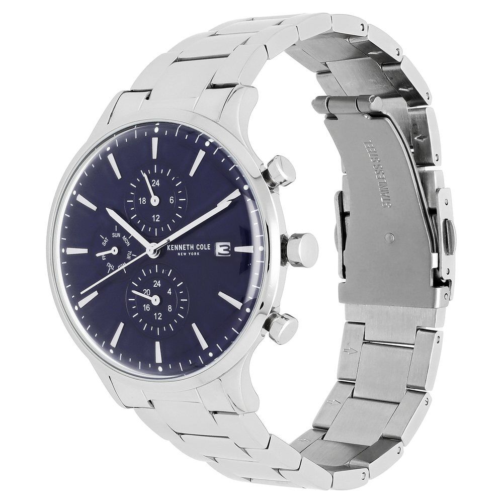 Kenneth Cole Quartz Multifunction Blue Dial Stainless Steel Strap Watch for Men-NCKC50644001MN