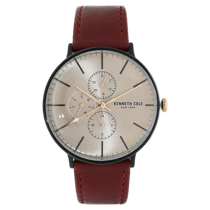Kenneth Cole Quartz Multifunction Brown Dial Leather Strap Watch for Men-NCKC50645001MN
