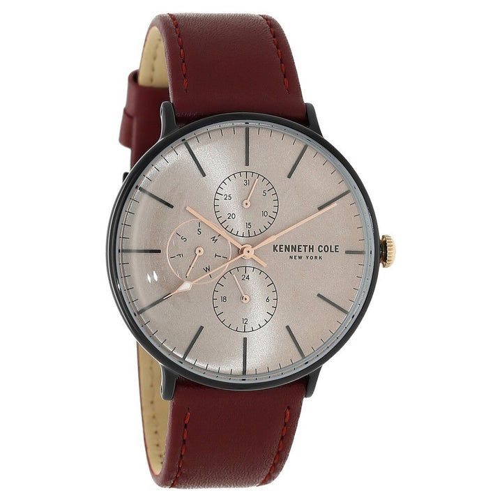 Kenneth Cole Quartz Multifunction Brown Dial Leather Strap Watch for Men-NCKC50645001MN