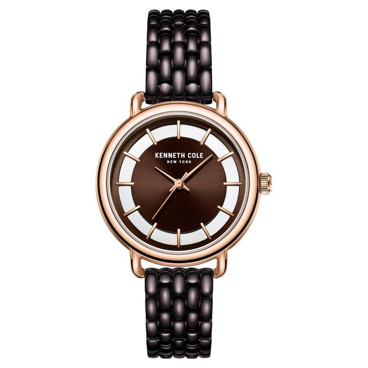 Kenneth Cole Quartz Analog Brown Dial Stainless Steel Strap Watch For Women