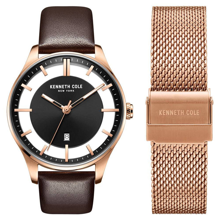 Kenneth Cole Quartz Analog Black Dial Metal Strap Watch for Men-NCKC50919002MN