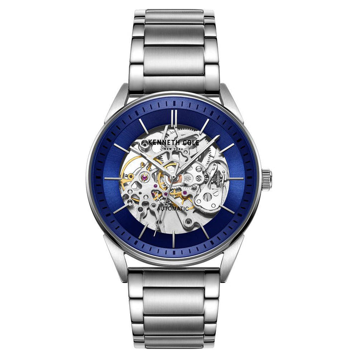 Kenneth Cole Automatic Blue Dial Stainless Steel Strap Watch for Men-NCKC51016001MN