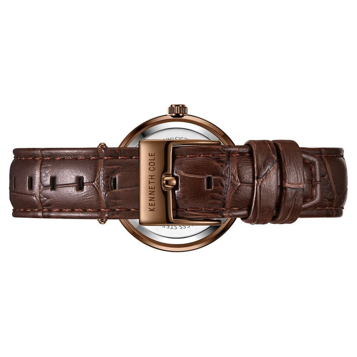 Kenneth Cole Quartz Multifunction Mother Of Pearl Dial Leather Strap Watch For Women