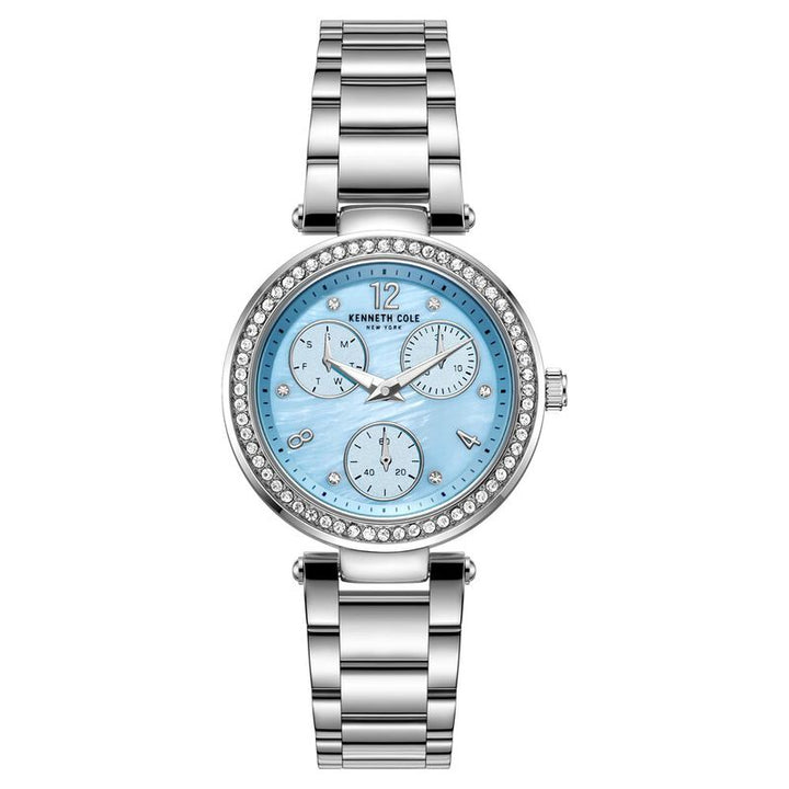 Kenneth Cole Quartz Multifunction Mother Of Pearl Dial Stainless Steel Strap Watch For Women