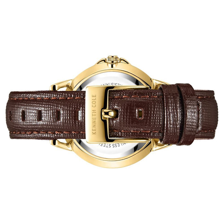 Kenneth Cole Quartz Multifunction Silver Dial Leather Strap Watch For Women