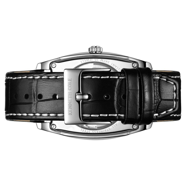 Kenneth Cole Automatic Black Dial Leather Strap Watch for Men-NDKC51083001MN