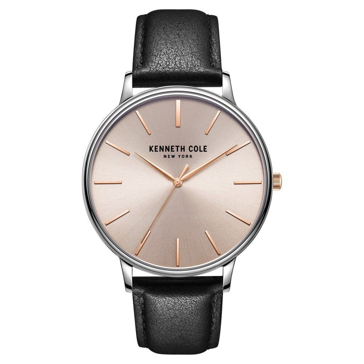 Kenneth Cole Quartz Analog Grey Dial Leather Strap Watch for Men-NCKC51111001MNW