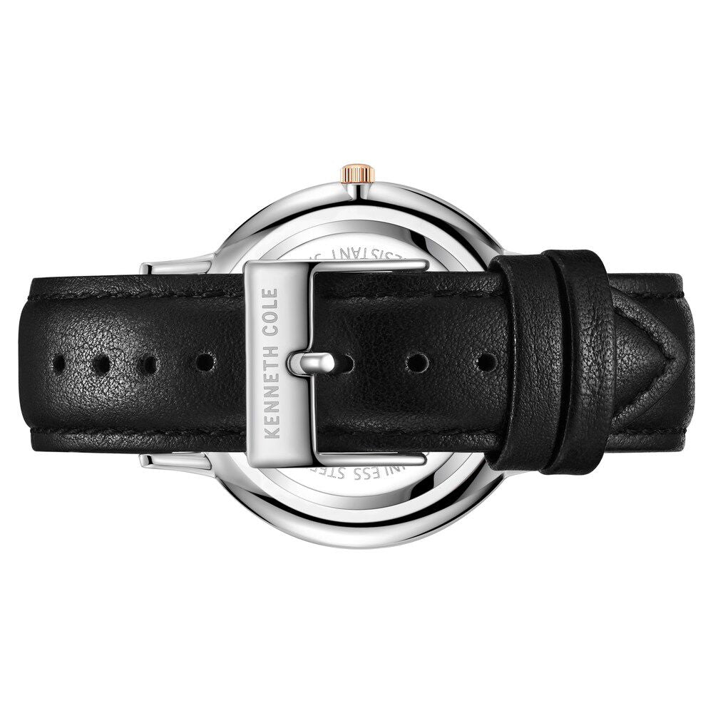 Kenneth Cole Quartz Analog Grey Dial Leather Strap Watch for Men-NCKC51111001MNW