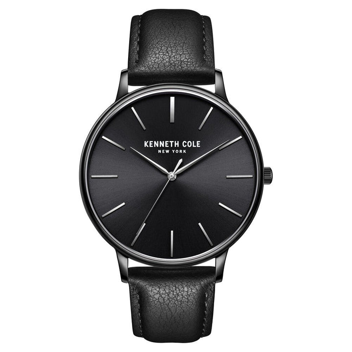 Kenneth Cole Quartz Analog Black Dial Leather Strap Watch for Men-NCKC51111003MN
