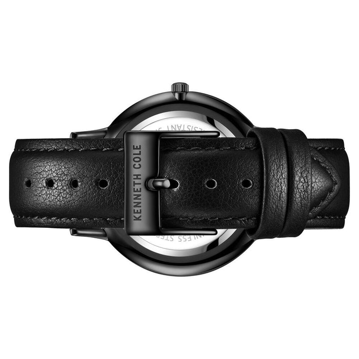 Kenneth Cole Quartz Analog Black Dial Leather Strap Watch for Men-NCKC51111003MN