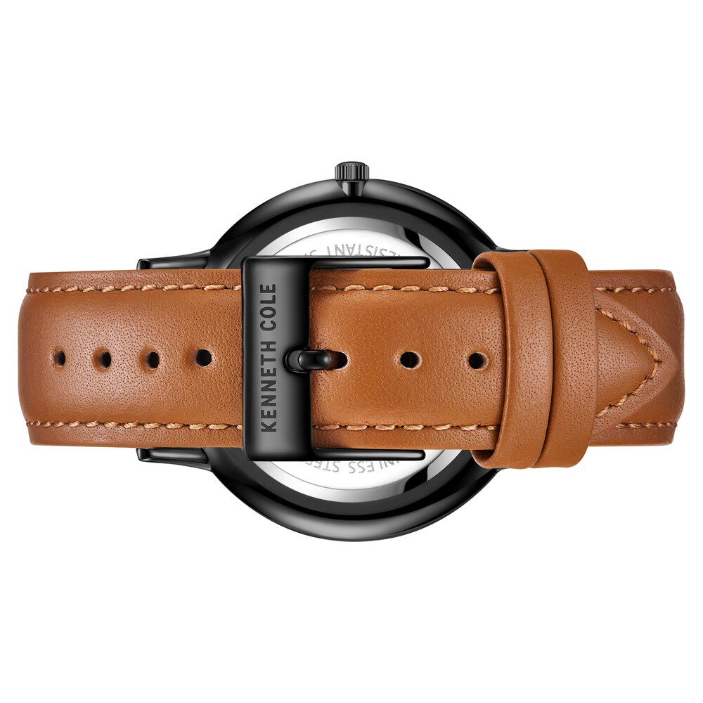 Kenneth Cole Quartz Analog Black Dial Leather Strap Watch for Men-NCKC51111004MN