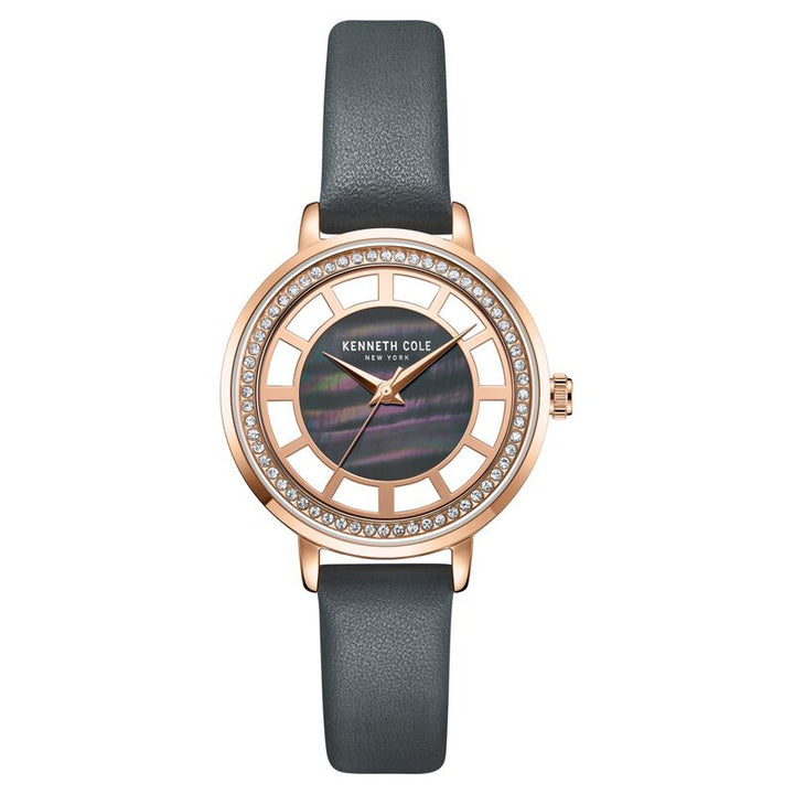 Kenneth Cole Quartz Analog Mother Of Pearl Dial Leather Strap Watch For Women