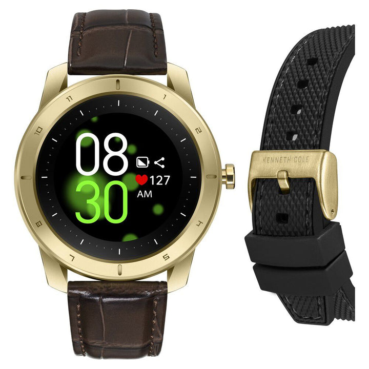 Kenneth Cole Smart Black Dial Silicone Strap Unisex Watch With Brown Strap-NTKCGD21740W