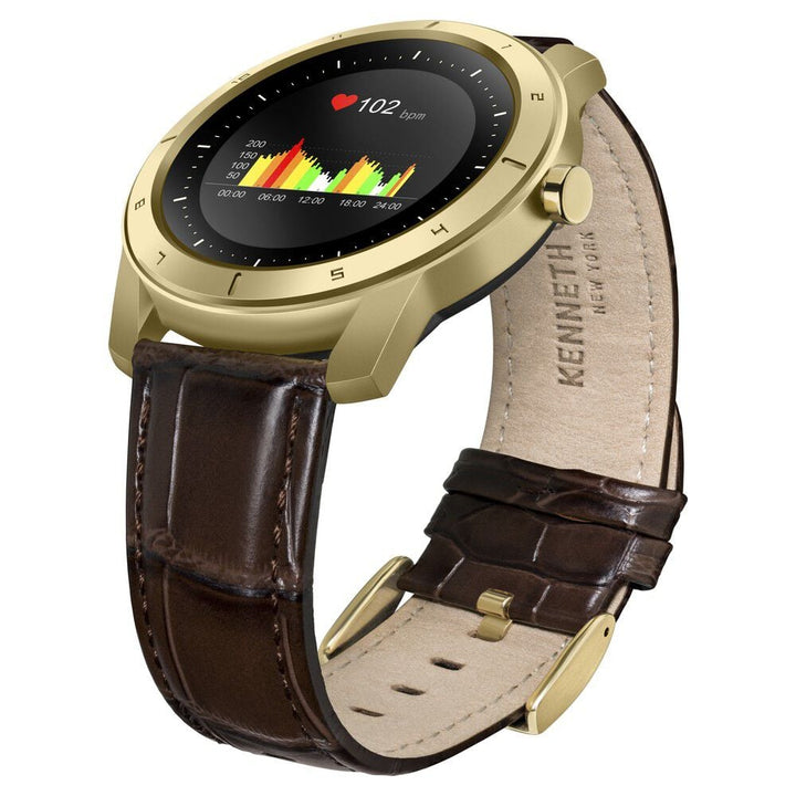 Kenneth Cole Smart Black Dial Silicone Strap Unisex Watch With Brown Strap-NTKCGD21740W