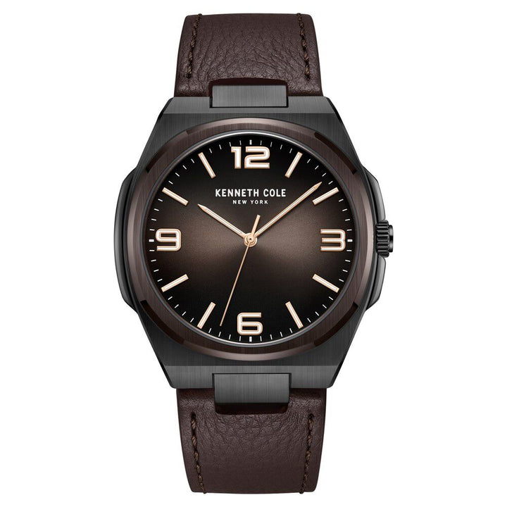 Kenneth Cole Quartz Analog Brown Dial Brown Leather Strap Watch for Men KCWGA0015203MN