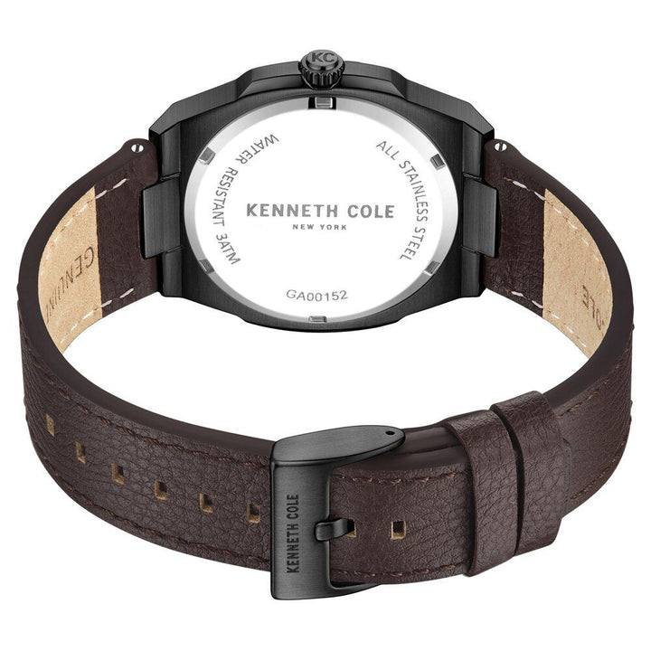 Kenneth Cole Quartz Analog Brown Dial Brown Leather Strap Watch for Men-NTKCWGA0015203MN