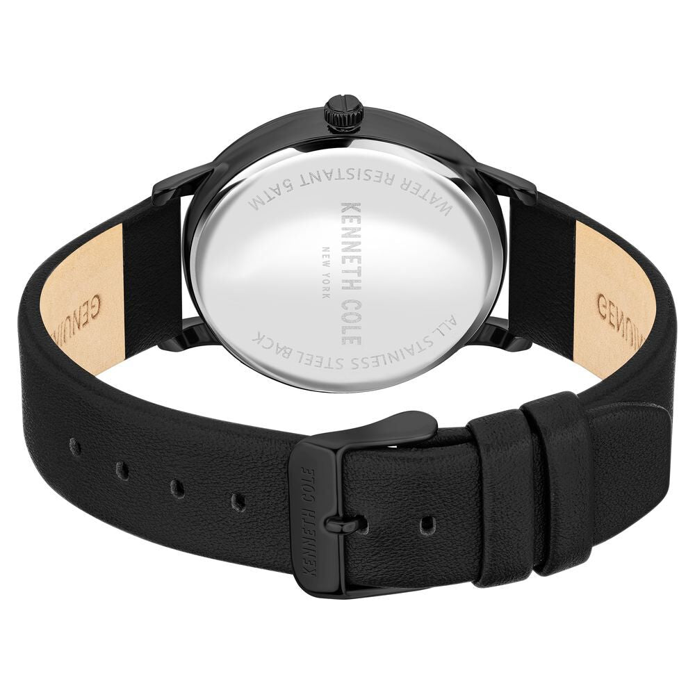 Kenneth Cole Quartz Analog Rose Gold Dial Leather Strap Watch For Men