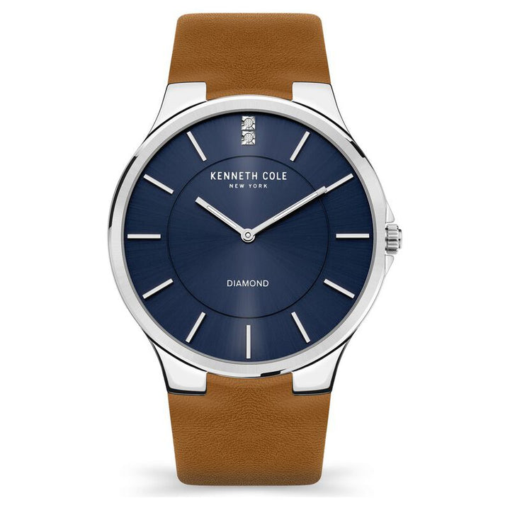 Kenneth Cole Blue Dial Leather Strap Watch For Men