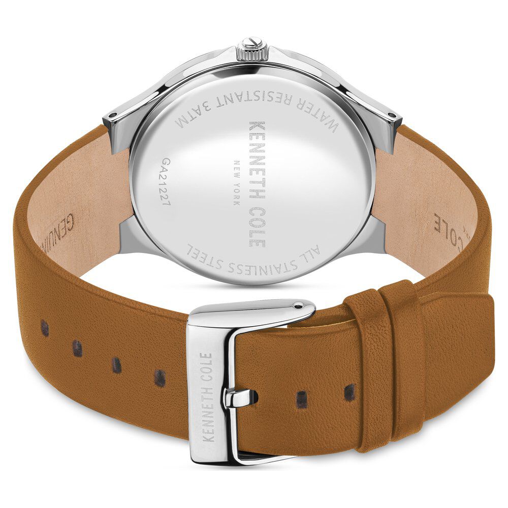 Kenneth Cole Blue Dial Leather Strap Watch For Men