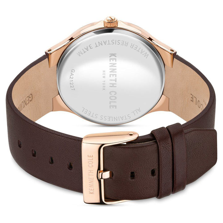 Kenneth Cole Silver Dial Leather Strap Watch For Men