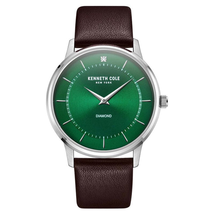 Kenneth Cole Quartz Analog Green Dial Leather Strap Watch For Men
