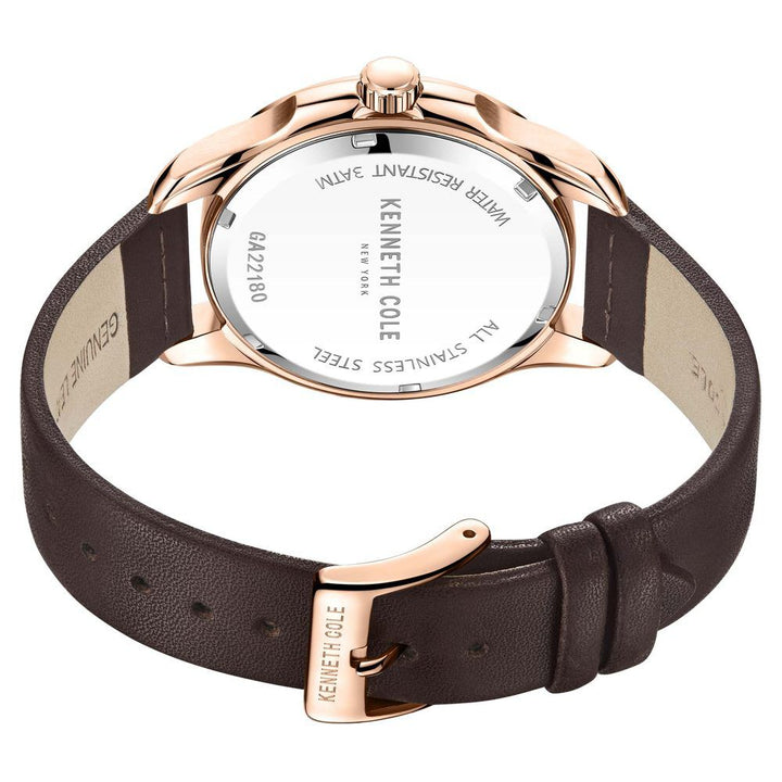 Kenneth Cole Quartz Analog Silver Dial Leather Strap Watch for Men