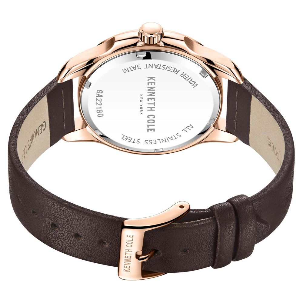 Kenneth Cole Quartz Analog Silver Dial Leather Strap Watch for Men