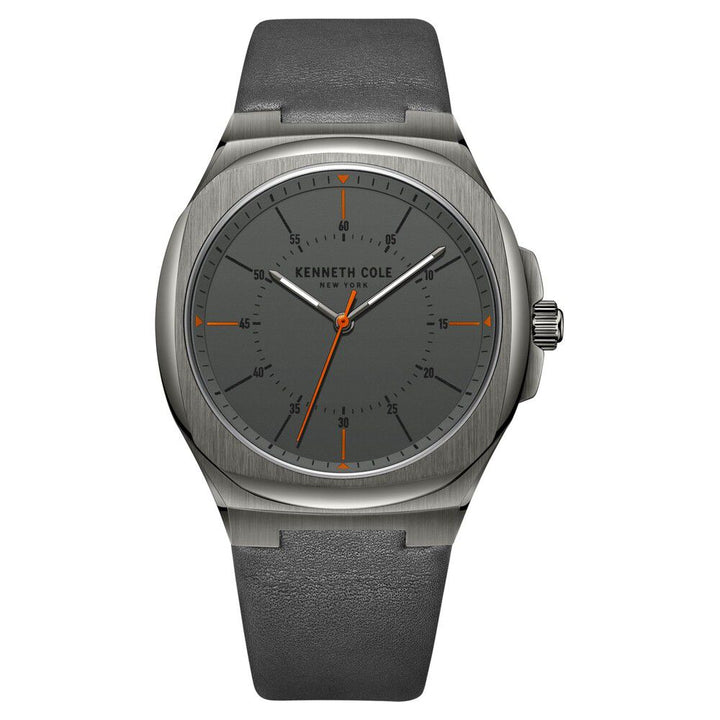 Kenneth Cole Quartz Analog Grey Dial Leather Strap Watch for Men KCWGA2218301MN